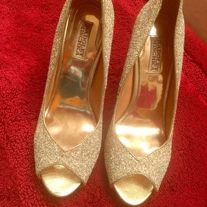 Bagley Mishka Peep Toe Glitter Pumps Size 9M
